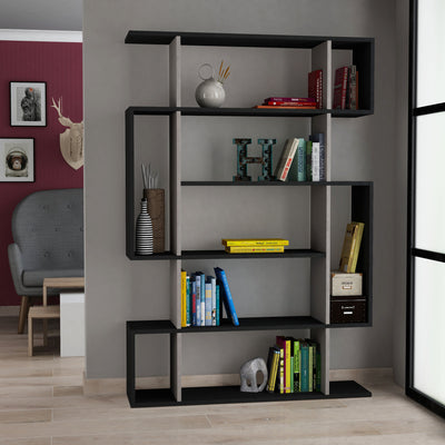 Libreria moderna in legno bifacciale con 11 ripiani cm 110x26x161h - vari colori