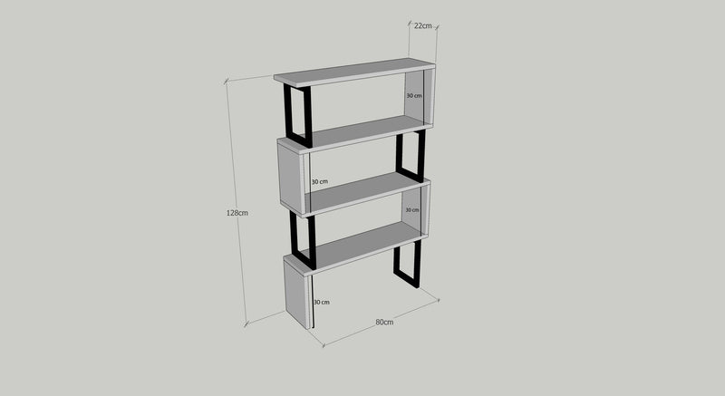 Libreria da terra bifacciale industrial in legno e metallo design a labirinto cm 80x22x120h