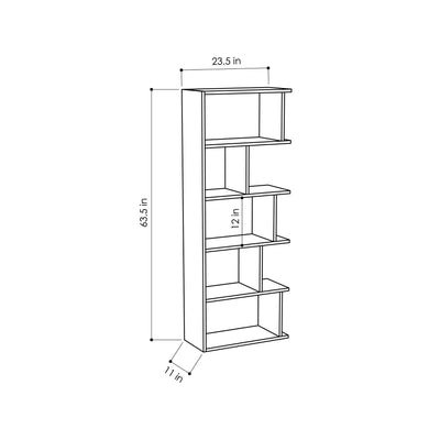 Libreria bifacciale moderna bicolore in legno 15 ripiani cm 124x28x161h - vari colori