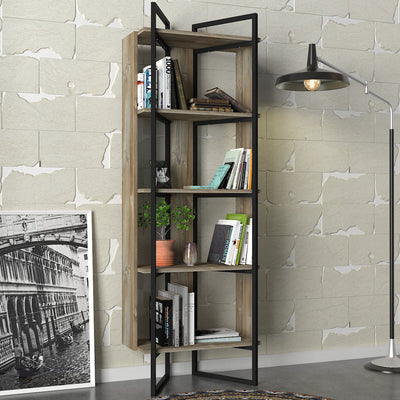 Libreria industrial composizione geometrica casa e ufficio 4 vani a giorno cm 64x35x180h