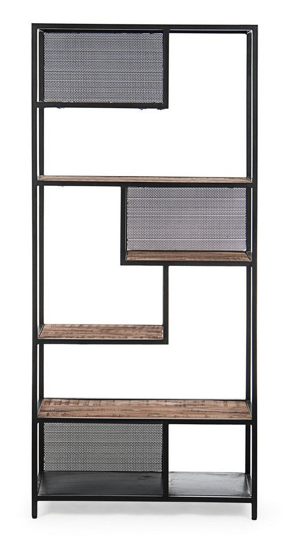 libreria stile industriale struttura in metallo piani in legno di mango cm 84x35x188h