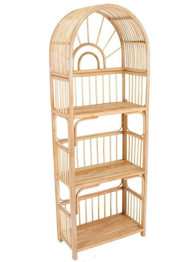 Scaffale libreria in rattan colore naturale 3 ripiani per interni cm 65x35x180h