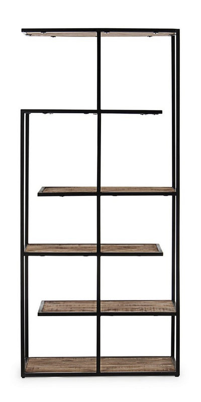 Libreria stile industriale struttura in acciaio ripiani in legno di mango cm 84x35x188h