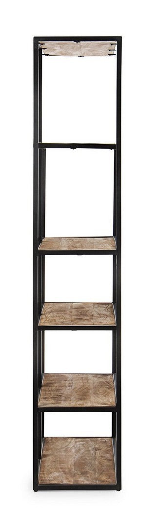 Libreria stile industriale struttura in acciaio ripiani in legno di mango cm 84x35x188h