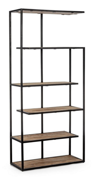 Libreria stile industriale struttura in acciaio ripiani in legno di mango cm 84x35x188h