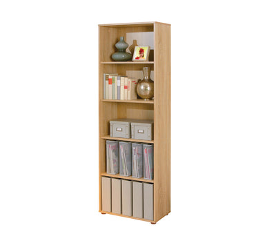 Elias - Libreria moderna 4 ripiani per ufficio o salotto in legno colore rovere cm 60x30x180h