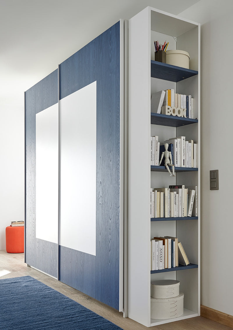 Esedra - Libreria a colonna moderna ripiani colorati in legno - vari modelli