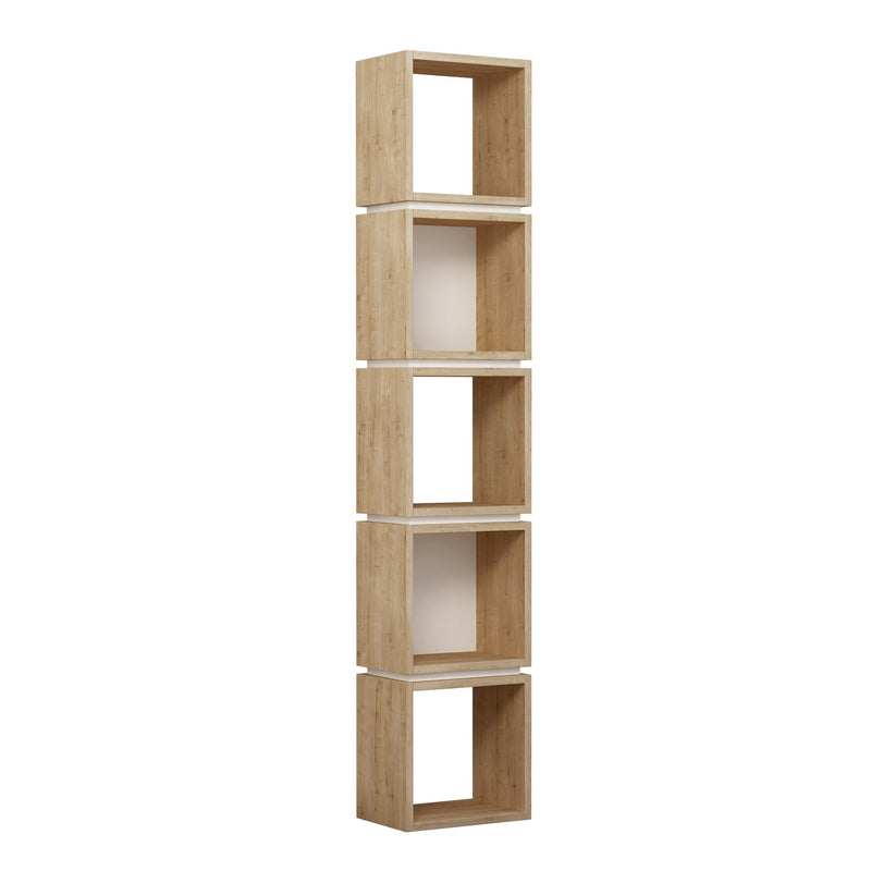 Libreria scaffale verticale a colonna 5 cubi design in legno bifacciale cm 32x22x167h