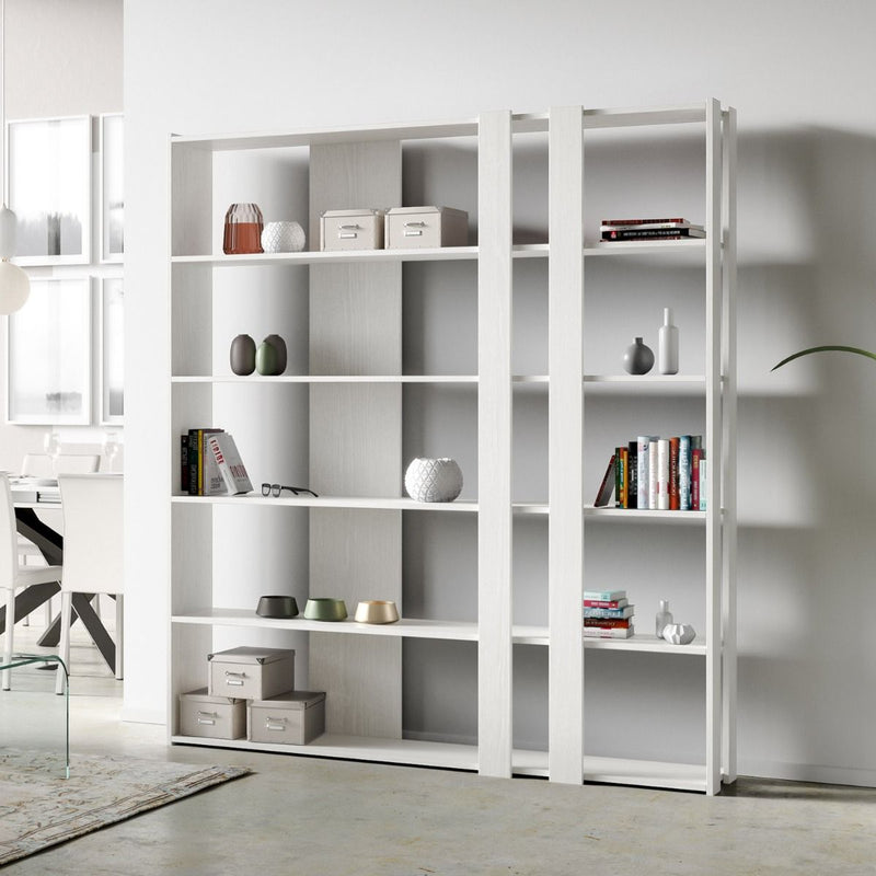 libreria a parete da studio in legno bianco frassino
