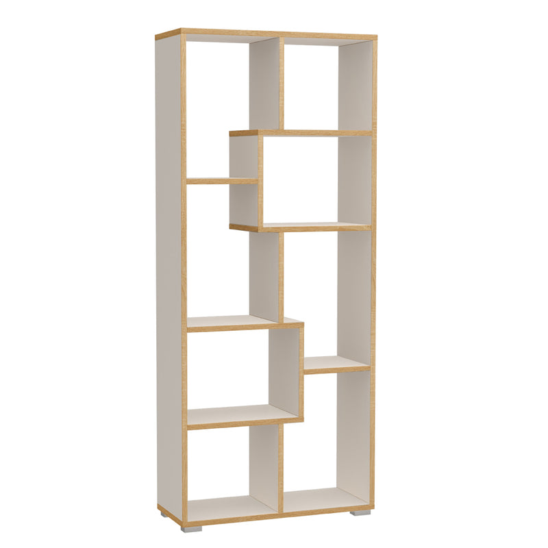 Libreria moderna verticale o orizzontale in legno bianco e rovere cm 69x27x162h