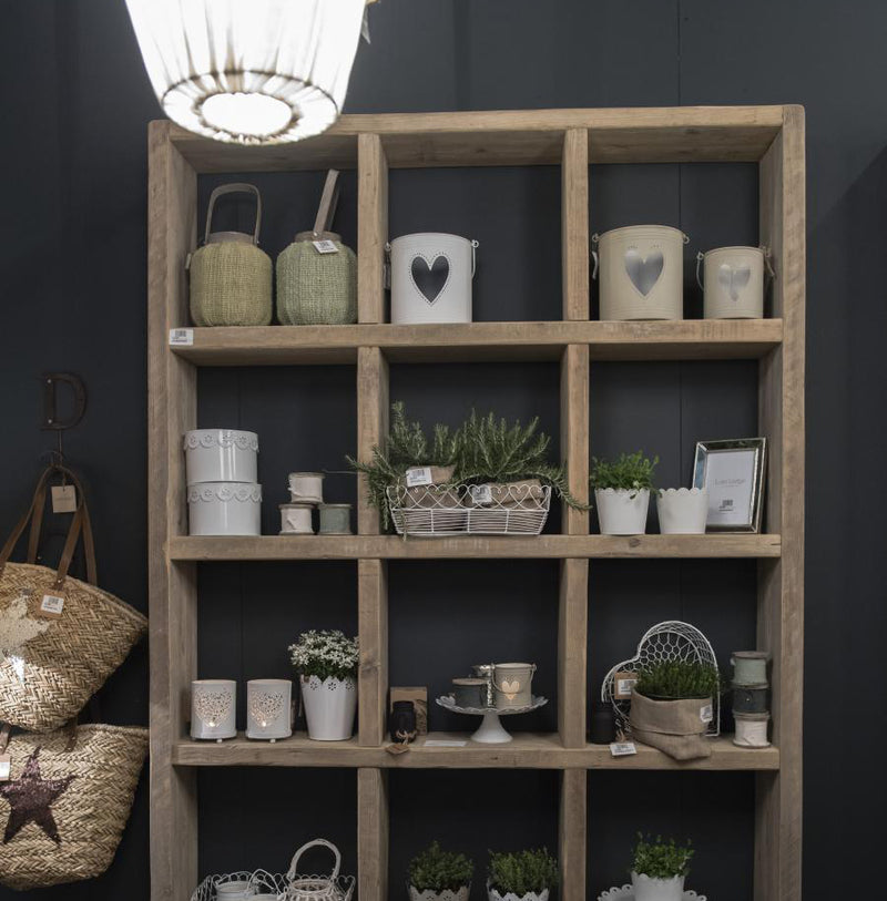 Libreria a scacchi 12 vani in legno di recupero cm 135x23x182h
