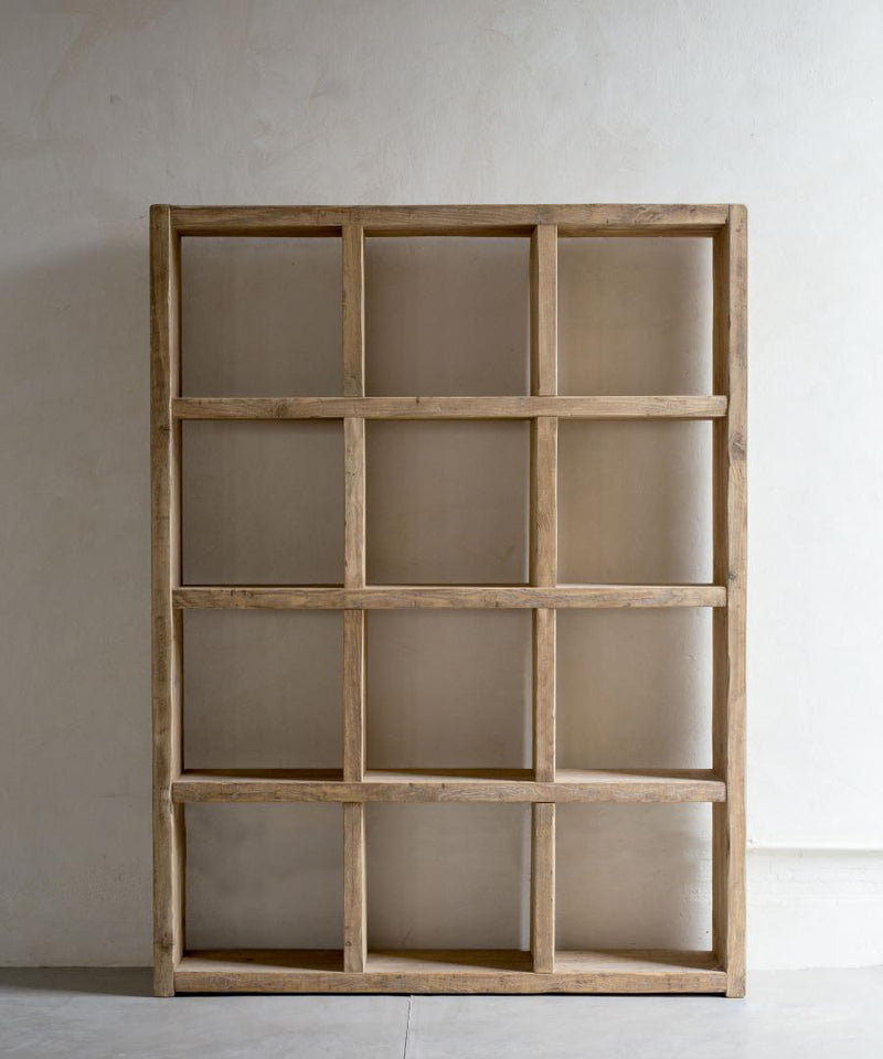 Libreria a scacchi 12 vani in legno di recupero cm 135x23x182h