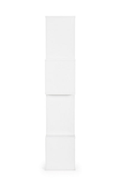 Libreria moderna irregolare in legno bianco da salotto o studio cm 104x35x182h