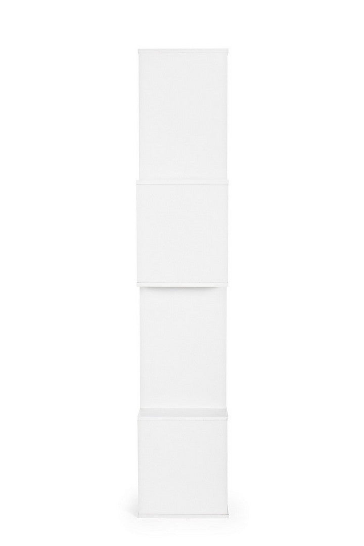 Libreria moderna irregolare in legno bianco da salotto o studio cm 104x35x182h