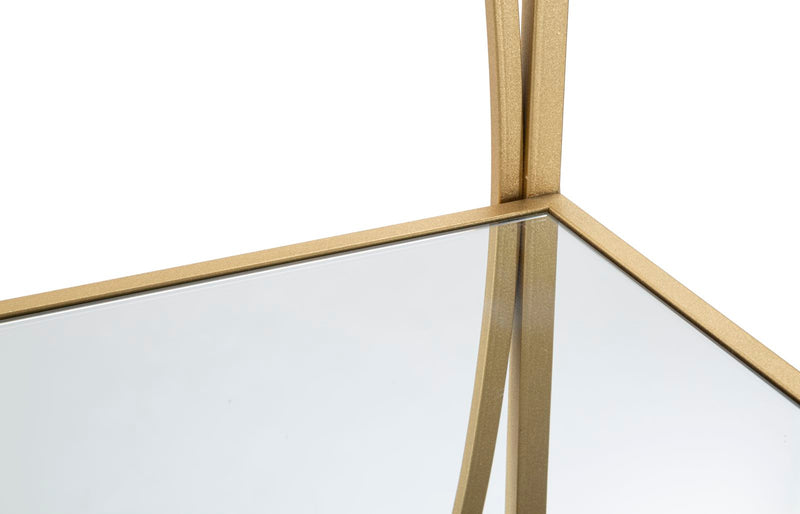 Libreria scaffale design in metallo dorato ripiani con specchio cm 90x38x180h