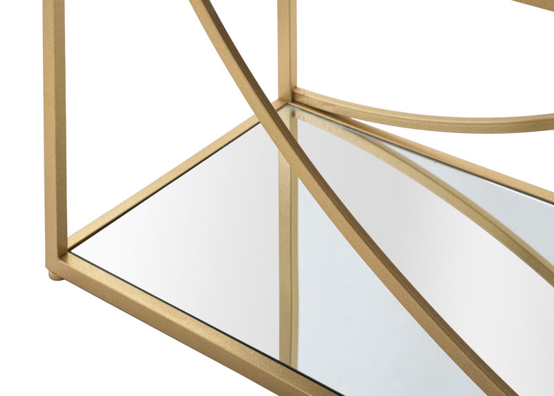Libreria scaffale design in metallo dorato ripiani con specchio cm 90x38x180h