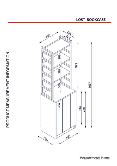 Libreria country 3 vani a giorno e ripiani con anta in legno e metallo cm 43x35x167h