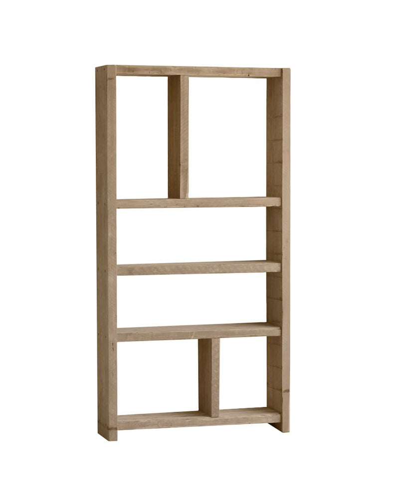 Libreria asimmetrica moderna 4 ripiani in legno di recupero cm 100x23x195h