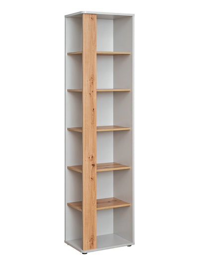 Libreria scaffale moderna 5 ripiani in legno grigio chiaro quercia cm 49x35x198h