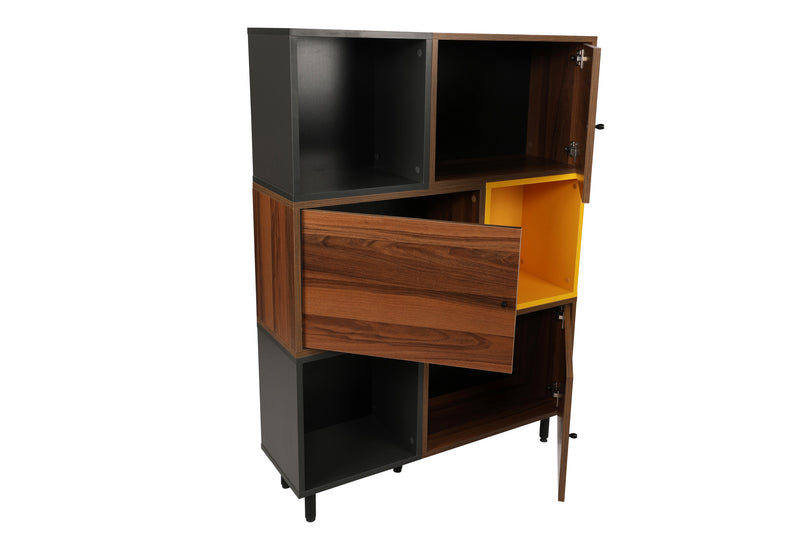Libreria colorata in legno moderna 3 vani a giorno 3 ante casa e ufficio cm 110x30x140h