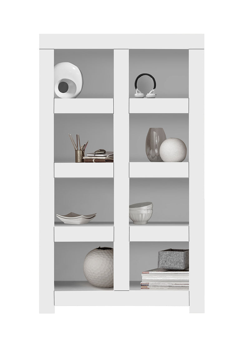 Giannico - Scaffale libreria moderna 8 vani a giorno in legno cm 110x42x186h - vari colori