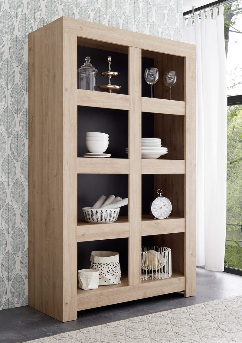 Giannico - Scaffale libreria moderna 8 vani a giorno in legno cm 110x42x186h - vari colori