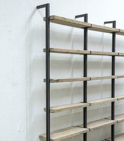 Scaffale libreria industrial moderna in metallo nero e legno di recupero finitura naturale - varie misure
