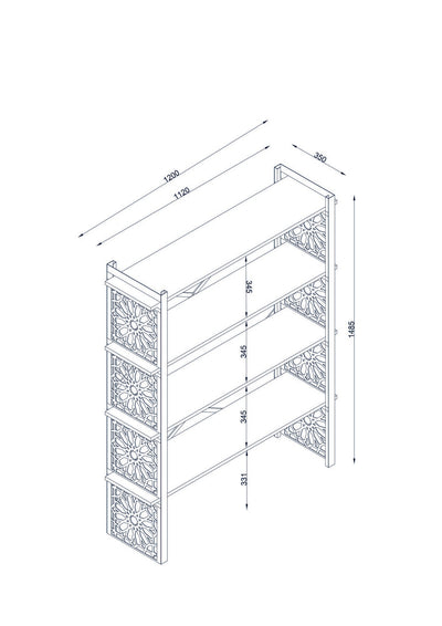 Libreria scaffale moderna per casa o ufficio in legno e metallo 3 ripiani cm 120x35x148h