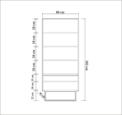 Libreria in stile country in legno con ante e gambe in vero metallo cm 80x36x182h