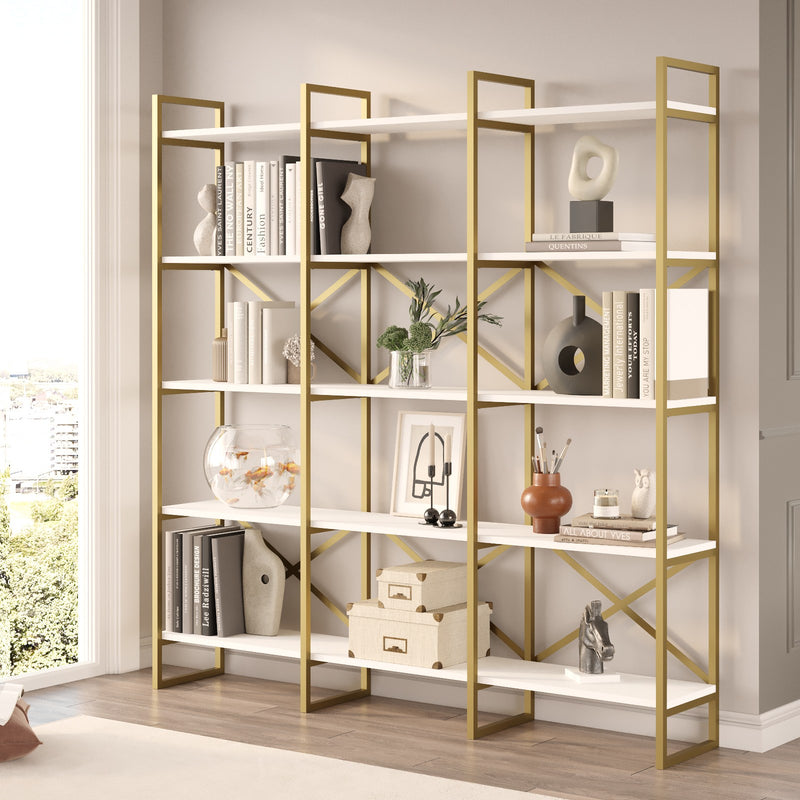Libreria moderna con 15 ripiani e struttura in metallo cm 170x30x175h - vari colori