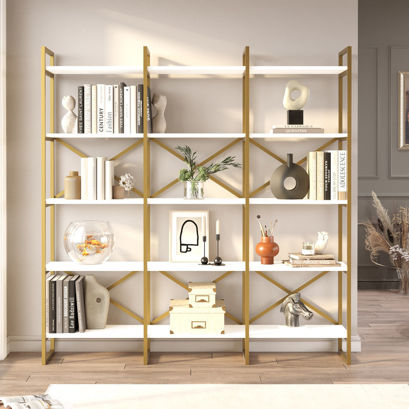 Libreria moderna con 15 ripiani e struttura in metallo cm 170x30x175h - vari colori