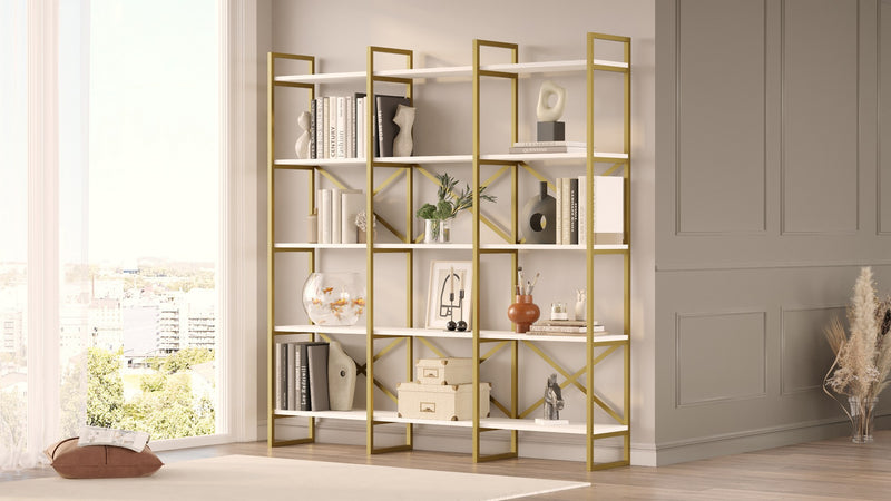 Libreria moderna con 15 ripiani e struttura in metallo cm 170x30x175h - vari colori