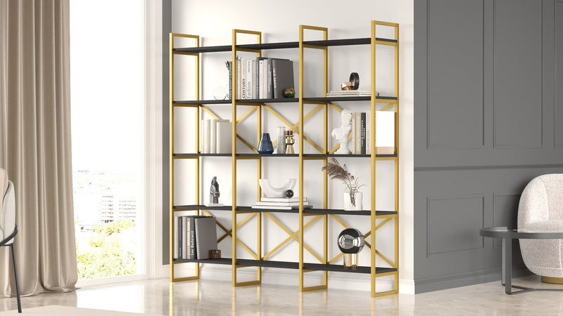 Libreria moderna con 15 ripiani e struttura in metallo cm 170x30x175h - vari colori