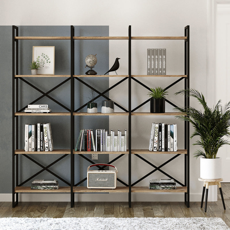 Libreria moderna con 15 ripiani e struttura in metallo cm 170x30x175h - vari colori