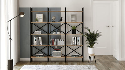 Libreria moderna con 15 ripiani e struttura in metallo cm 170x30x175h - vari colori