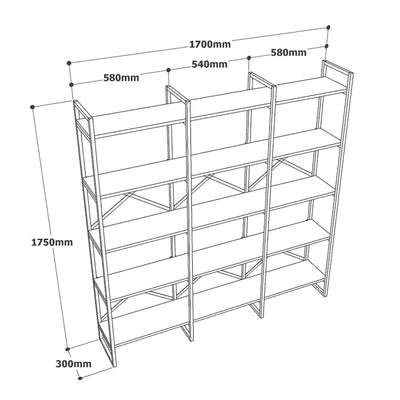Libreria moderna con 15 ripiani e struttura in metallo cm 170x30x175h - vari colori