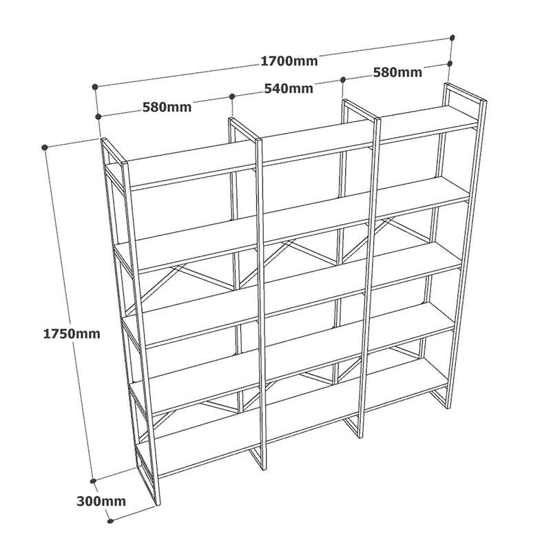 Libreria moderna con 15 ripiani e struttura in metallo cm 170x30x175h - vari colori