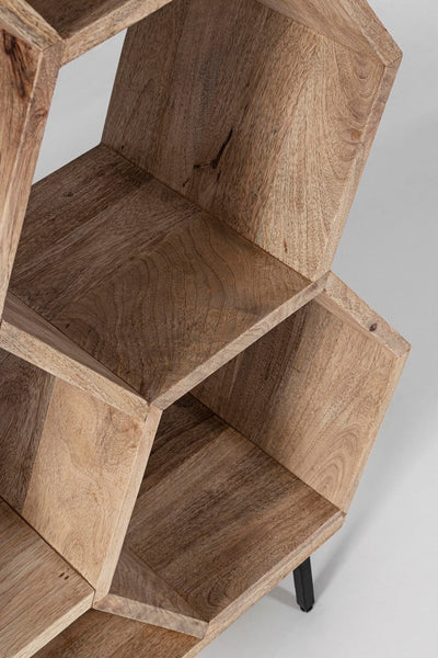 Libreria design in legno di mango finitura naturale cm 100x30x186h