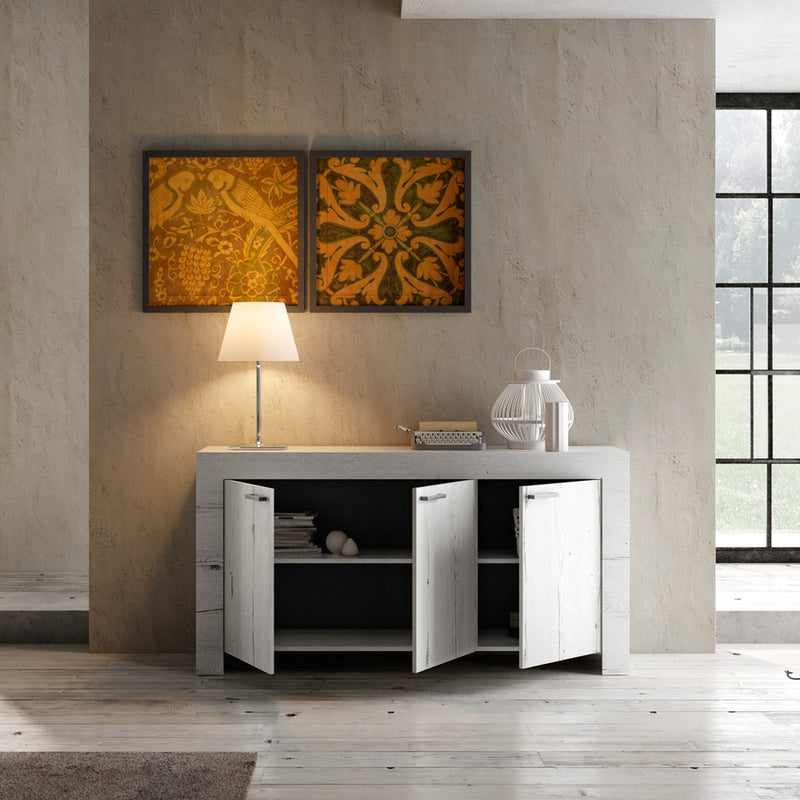 Solidea - Madia 3 ante in legno rovere stile country cm 160x43x83h - vari colori