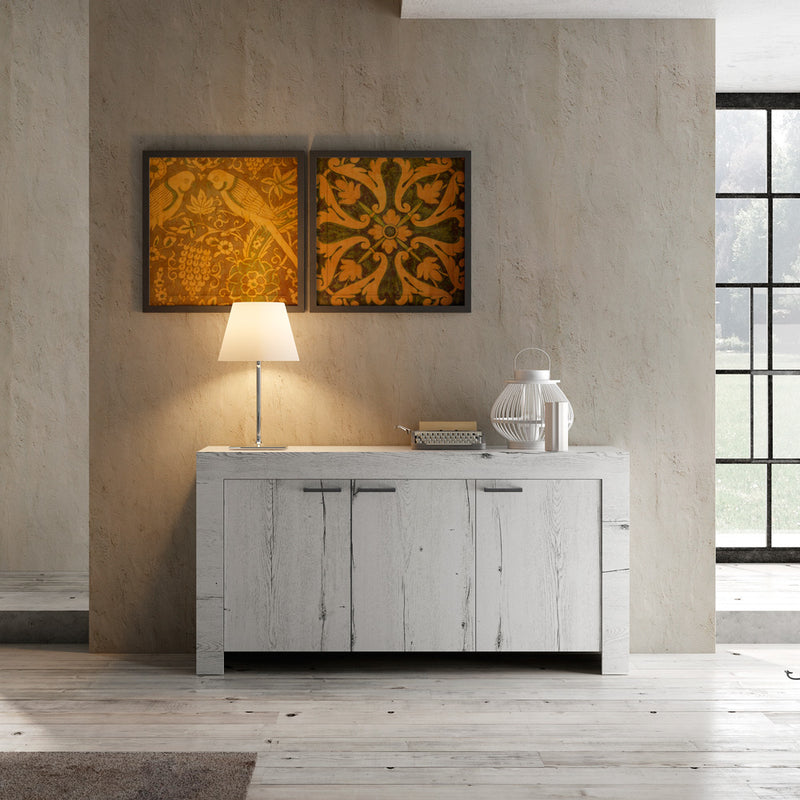 Solidea - Madia 3 ante in legno rovere stile country cm 160x43x83h - vari colori