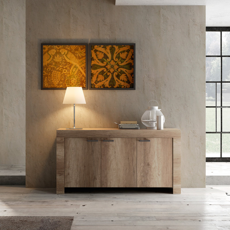 Solidea - Madia 3 ante in legno rovere stile country cm 160x43x83h - vari colori