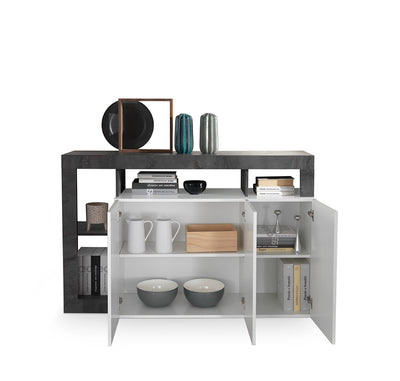 Gary - Madia 3 ante design moderno bianco lucido cm 146x42x93h - vari colori