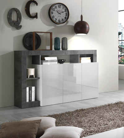 Gary - Madia 3 ante design moderno bianco lucido cm 146x42x93h - vari colori