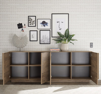 Lorita - Madia design 4 ante da soggiorno in legno rovere cm 241x44x90h