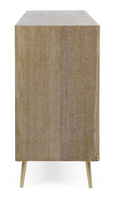 Madia moderna 4 ante in legno di teak inserti dorati cm 160x40x78h