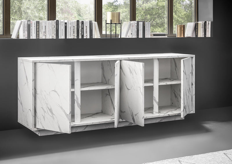 madia 4 ante in legno bianco