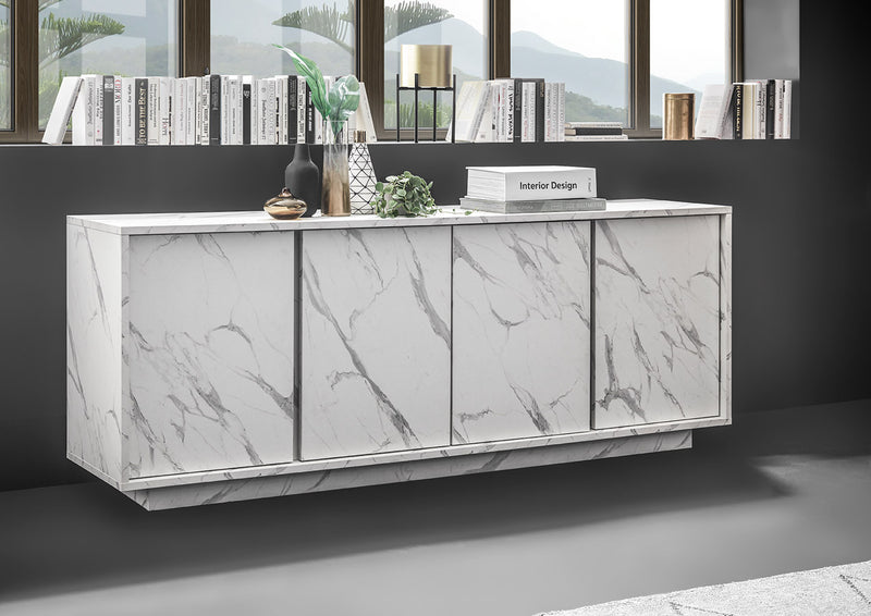 madia 4 ante in legno bianco