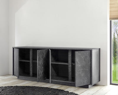 madia moderna 4 ante in legno marmo nero