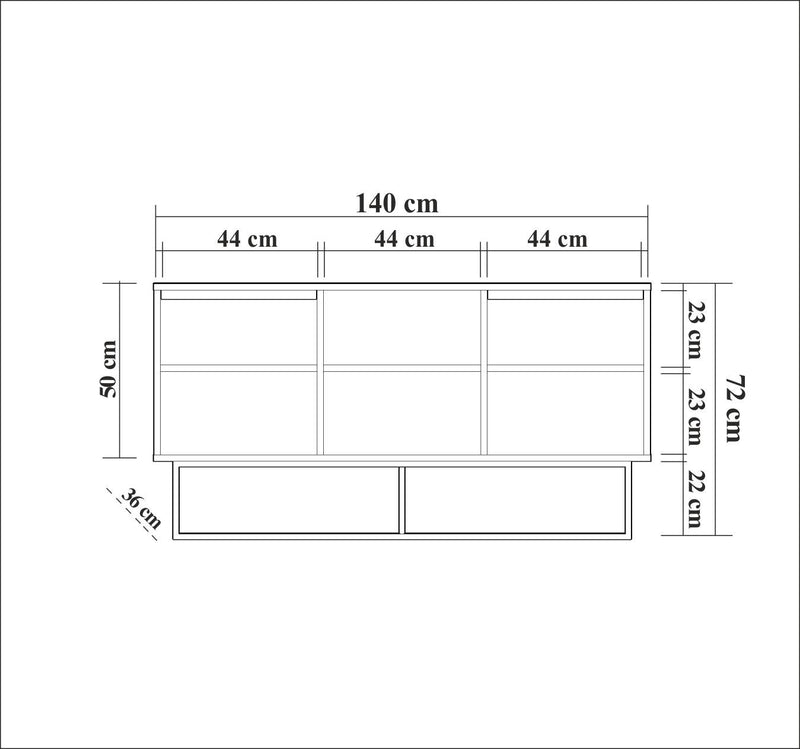 Madia a 2 ante in legno industrial e 2 vani a giorno gambe in metallo cm 140x36x72h