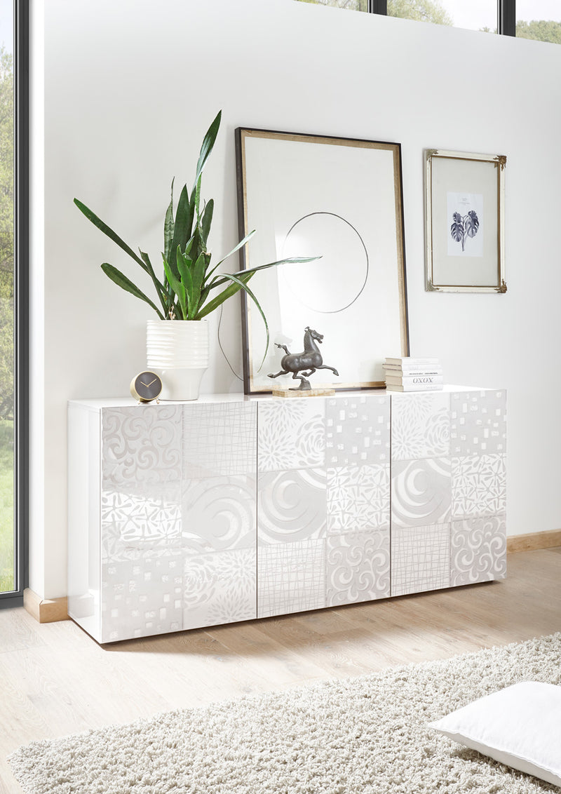 Pavel - Madia design 3 ante finitura lucida serigrafata cm 181x42x84h - vari colori